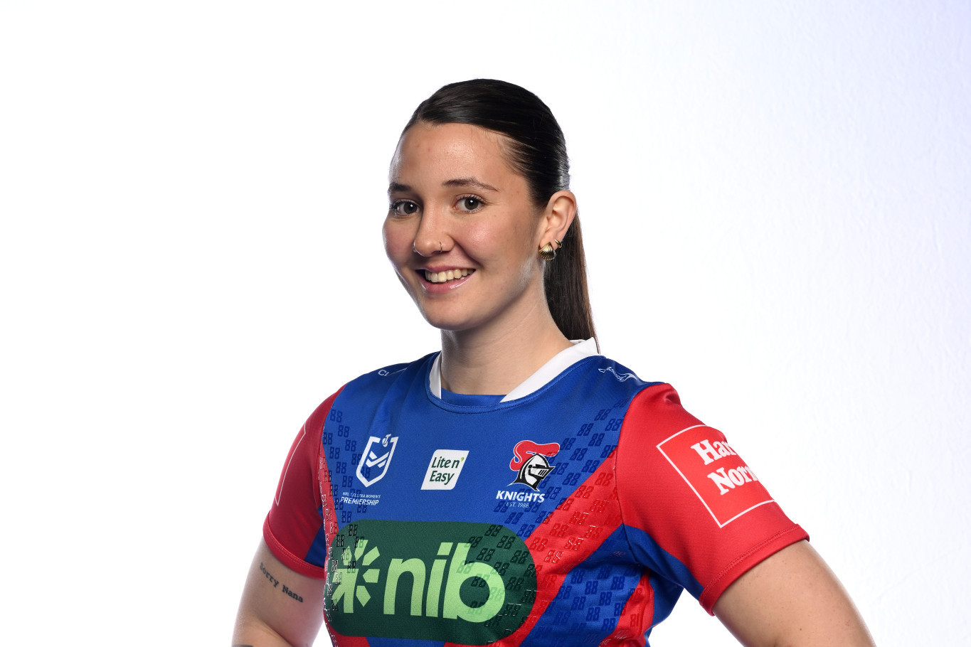 Former Caboolture Snakes player, Grace Giampino, in a Newcastle Knights jersey. Pic: NRL