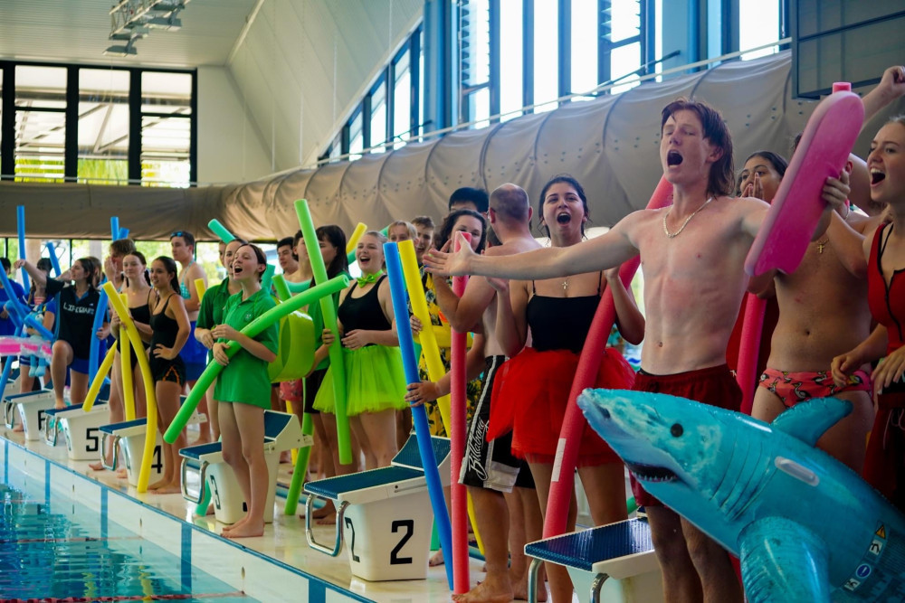 The school’s four houses – Pegasus, Phoenix, Antares and Orion – competed it out to claim 2023 swimming carnival victory. Points are still being finalised and the winning house is yet to be announced. Photo courtesy of the Student Film Crew.
