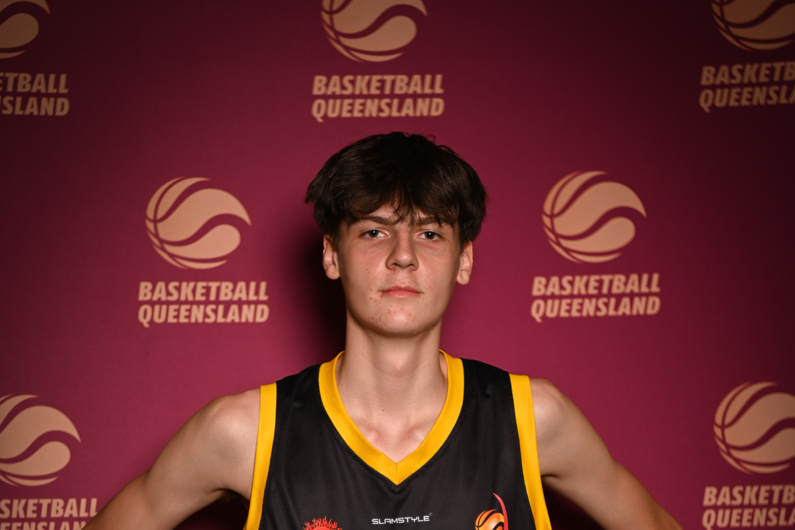 Kiahn Crouch repping his basketball club, the Moreton Bay Suns.