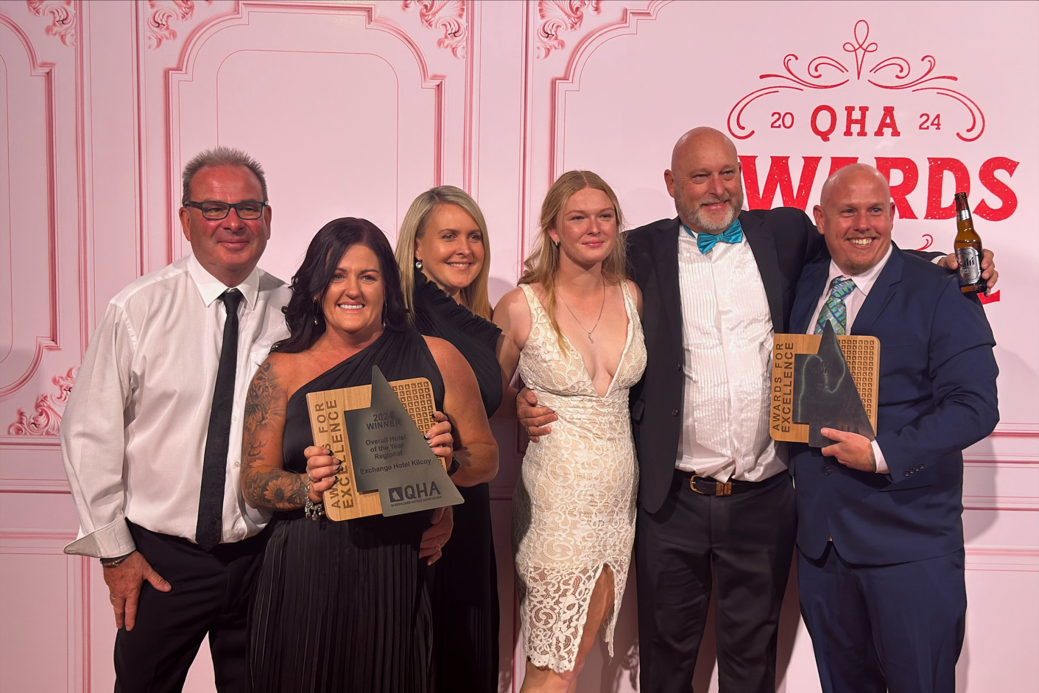 Happy faces for the Kilcoy Exchange Hotel at the recent QHA Awards.
