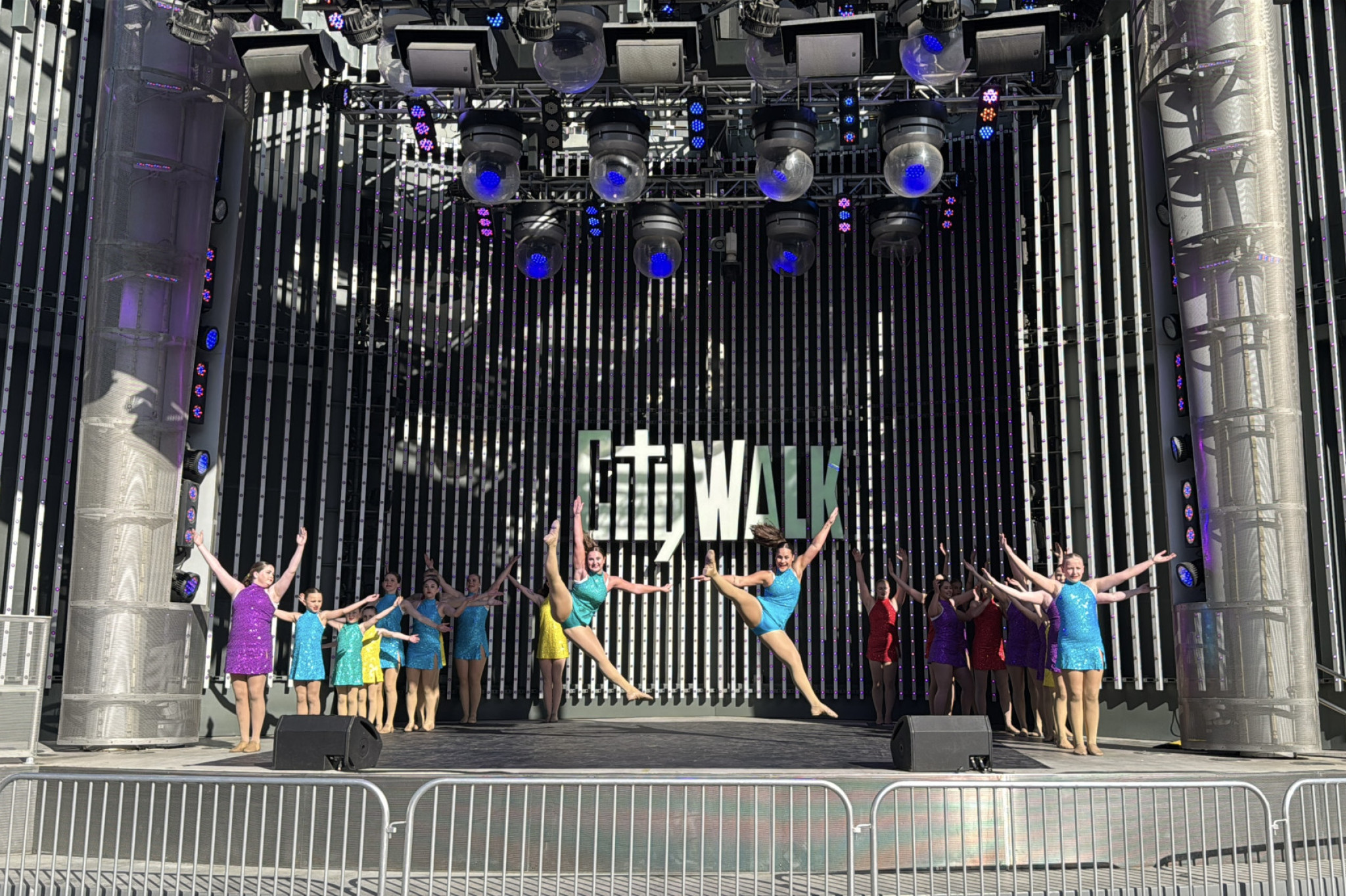 FootworksDance students performing on CityWalk at Universal Studios.