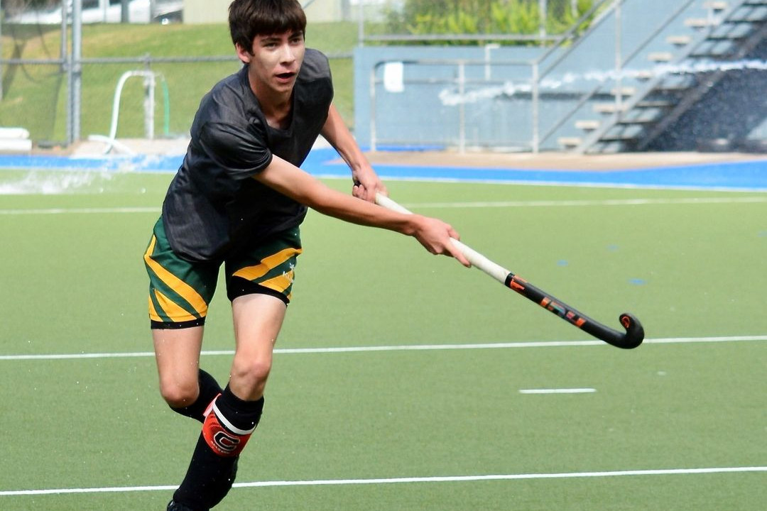 Tullawong State High School student Cameron Allinson made an impression for Sunshine Coast in the U15 Boys State Hockey Championships, and now has his sights on Queensland selection. Photo credit: Leanne Allinson.