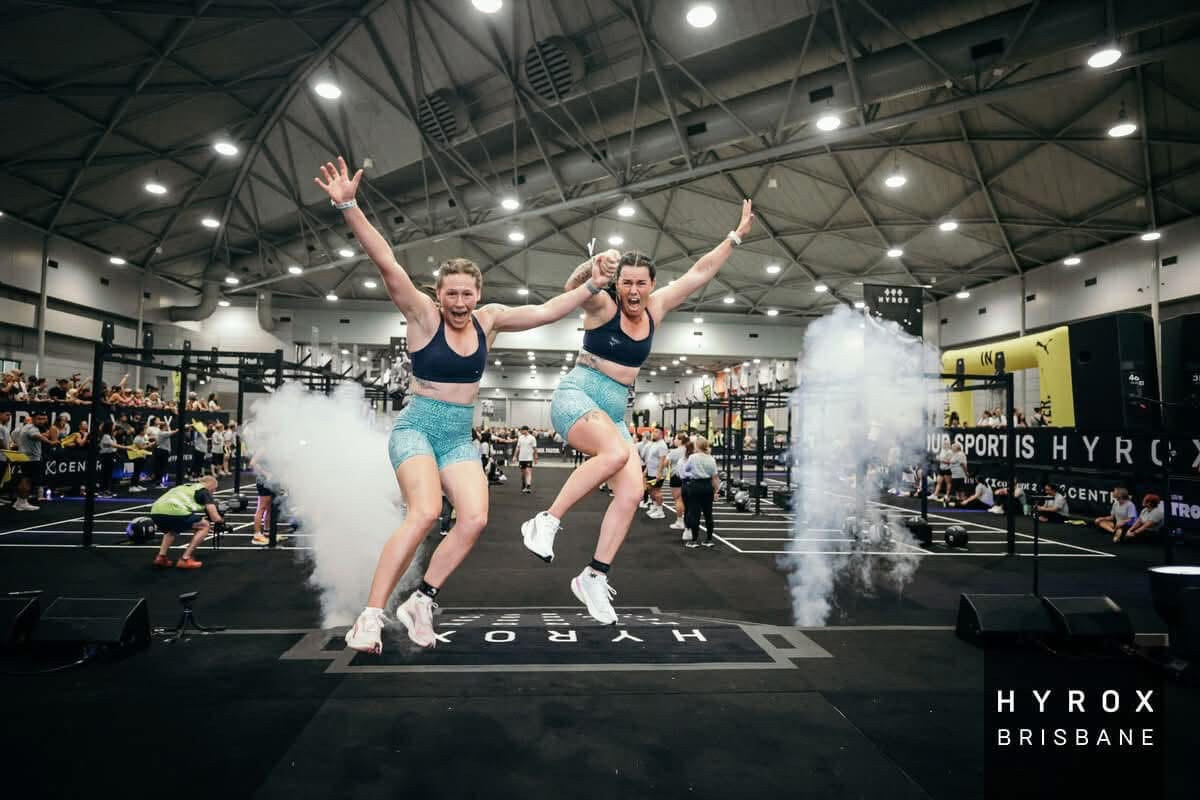 Kilcoy friends Kira and Kelly at their fi rst HYROX competition this month. Photos: Hyrox Brisbane.