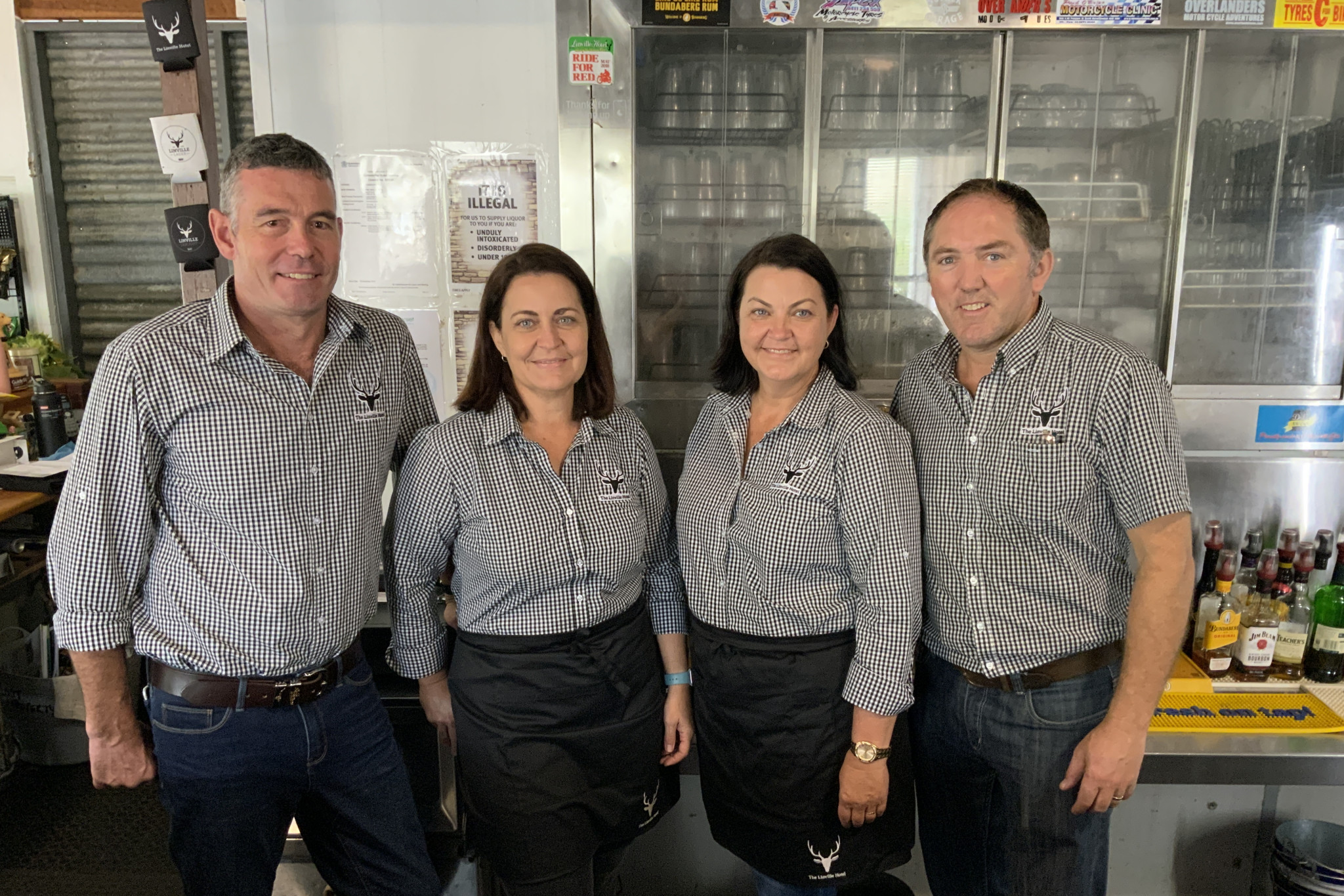 Evan and Tanya Grimward, and Tracey and Cathal Diver are ready for busy times at the Linville Hotel in the near future.
