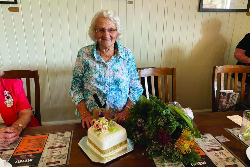 Ivy Heck celebrating her 100th birthday with the Glamorgan Vale CWA