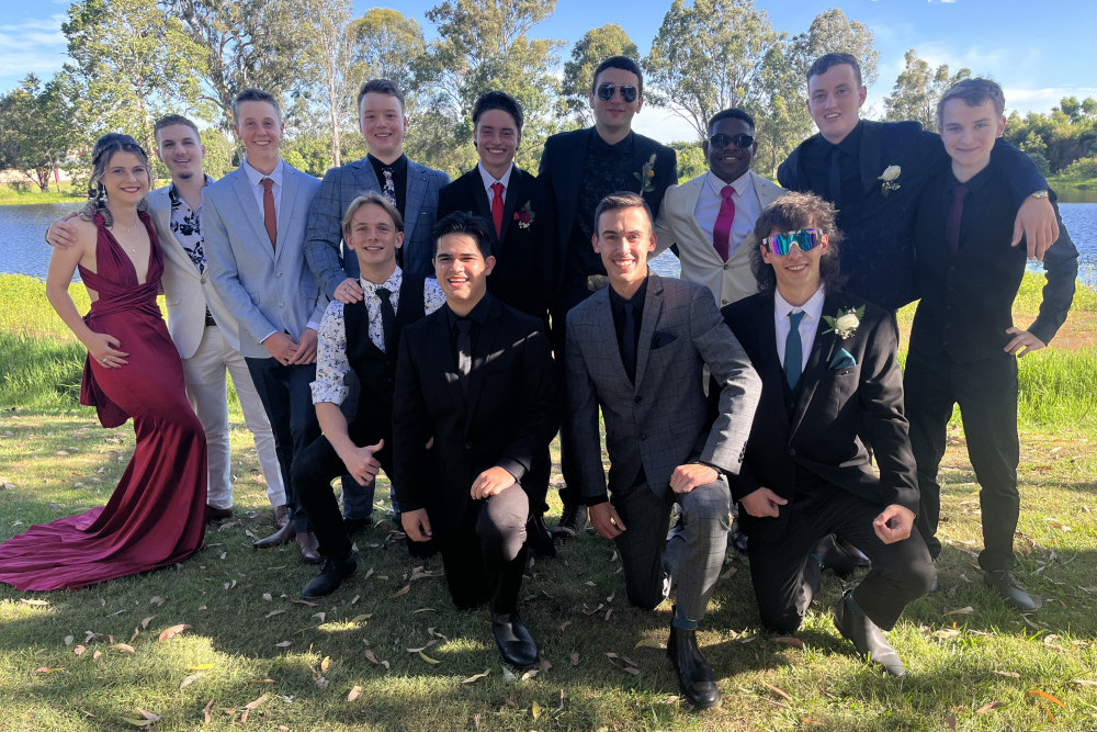 Year 12 students of Kilcoy State High School all spruced up for their end-of-year formal.