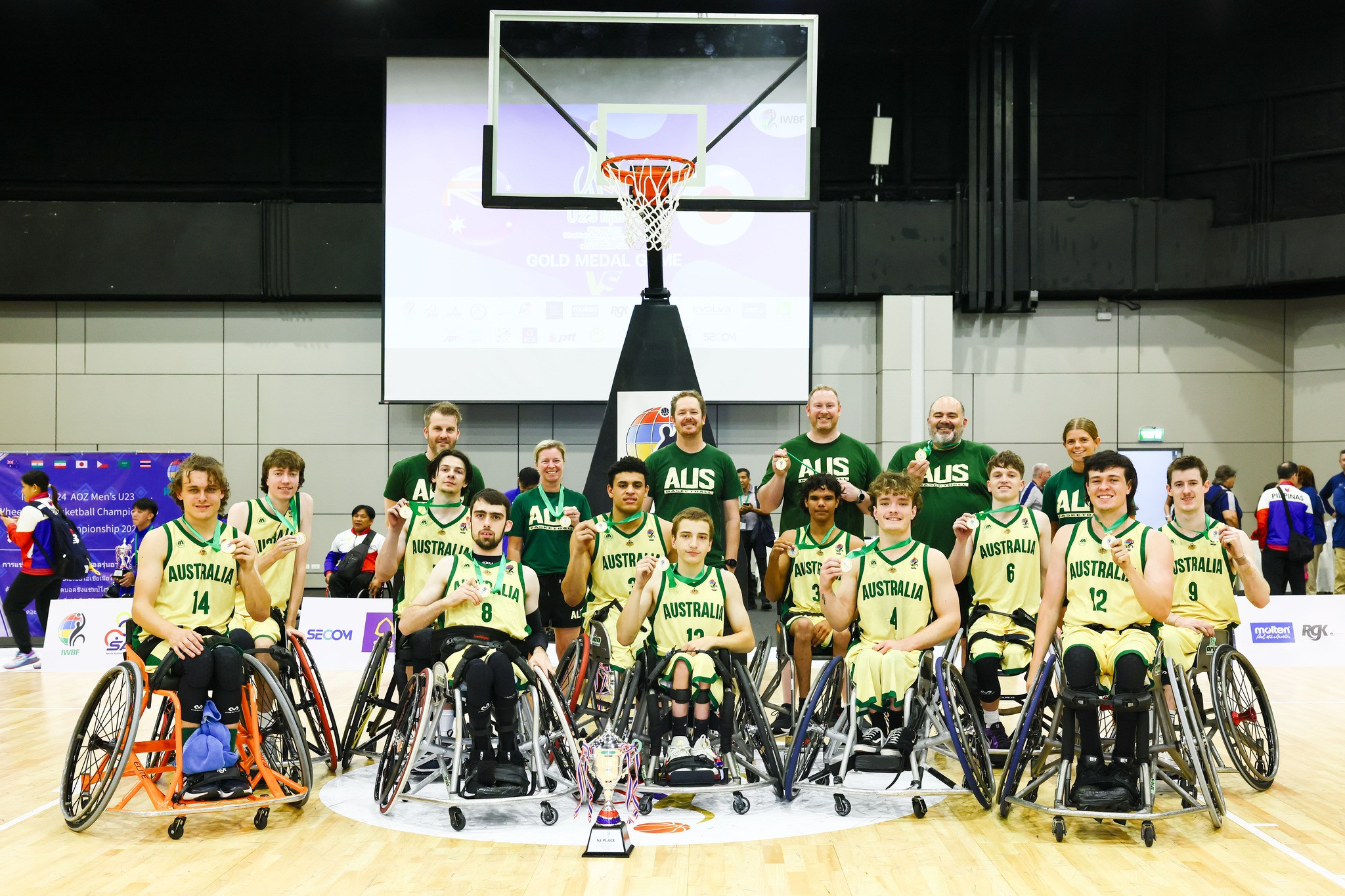 The U23 Men’s Australian Wheelchair Basketball team relishes in their international win.