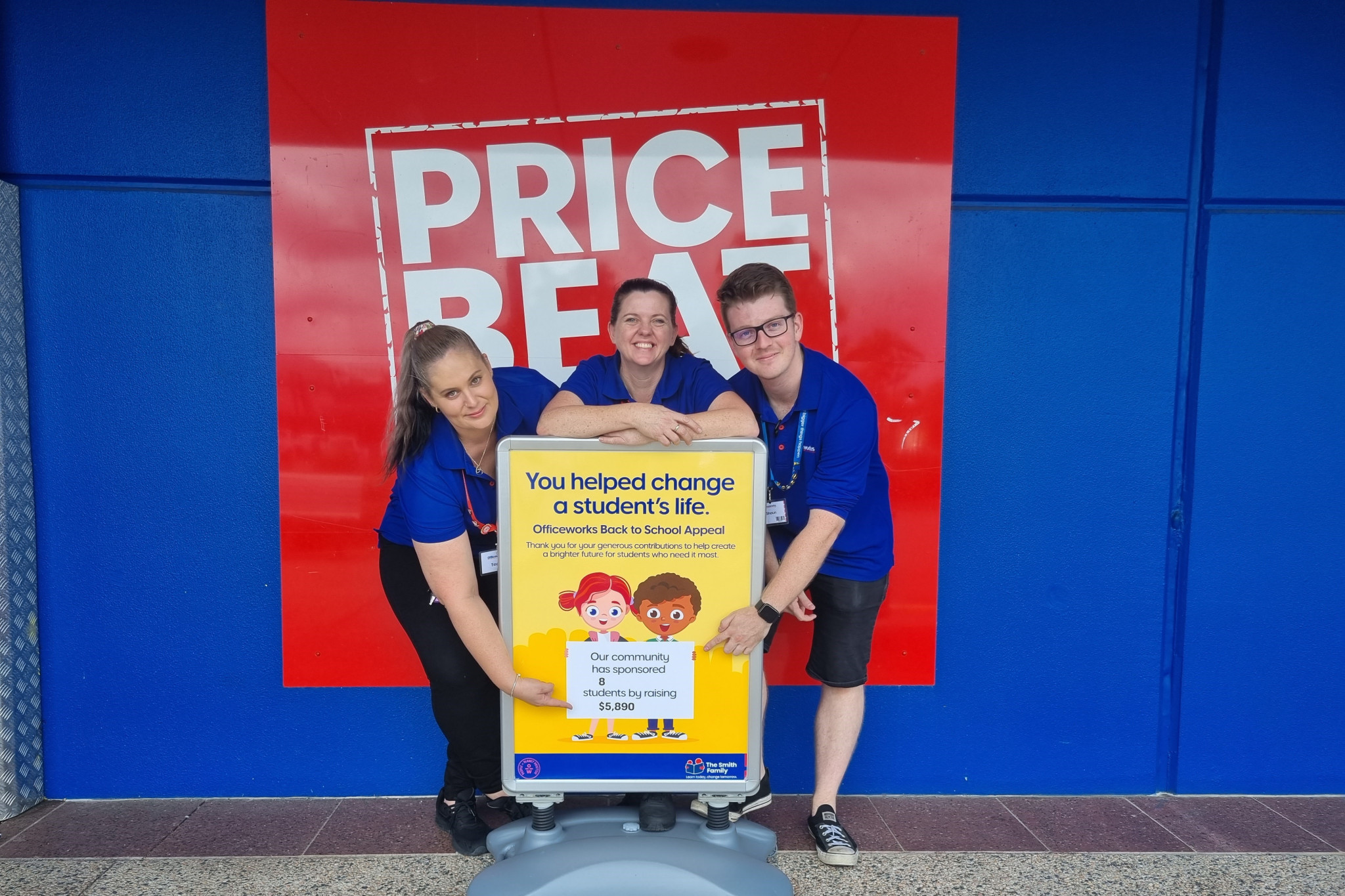 Officeworks staff at Rothwell were among those to support children’s education charity The Smith Family,