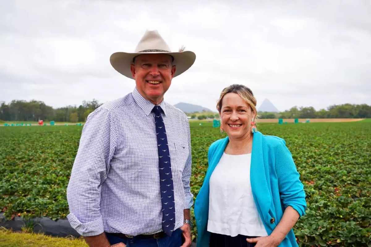 Primary Industries Minister Tony Perrett with new Queensland Food Farmers’ Commissioner Rachel Chambers.
