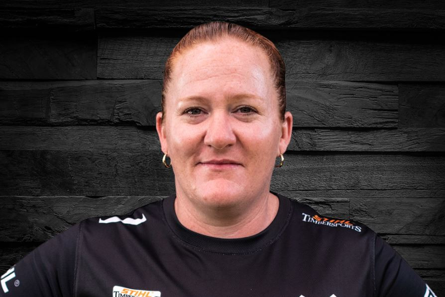 Kilcoy woodchopper Renee Retschlag when she competed in the Stihl Timbersports.