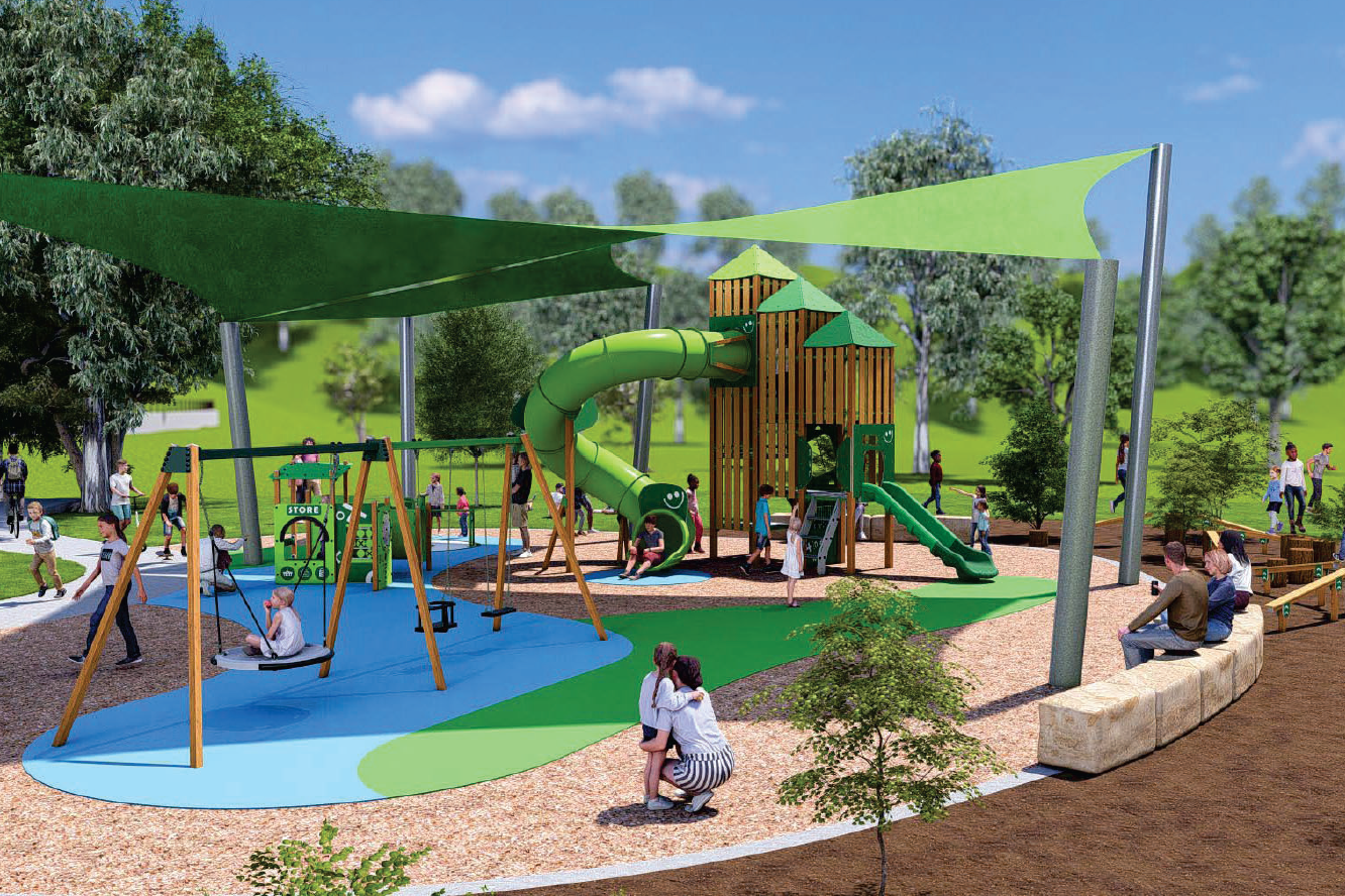 Artist impression of Riverview Parkway park in Griff in, similar to one to build in Morayfi eld