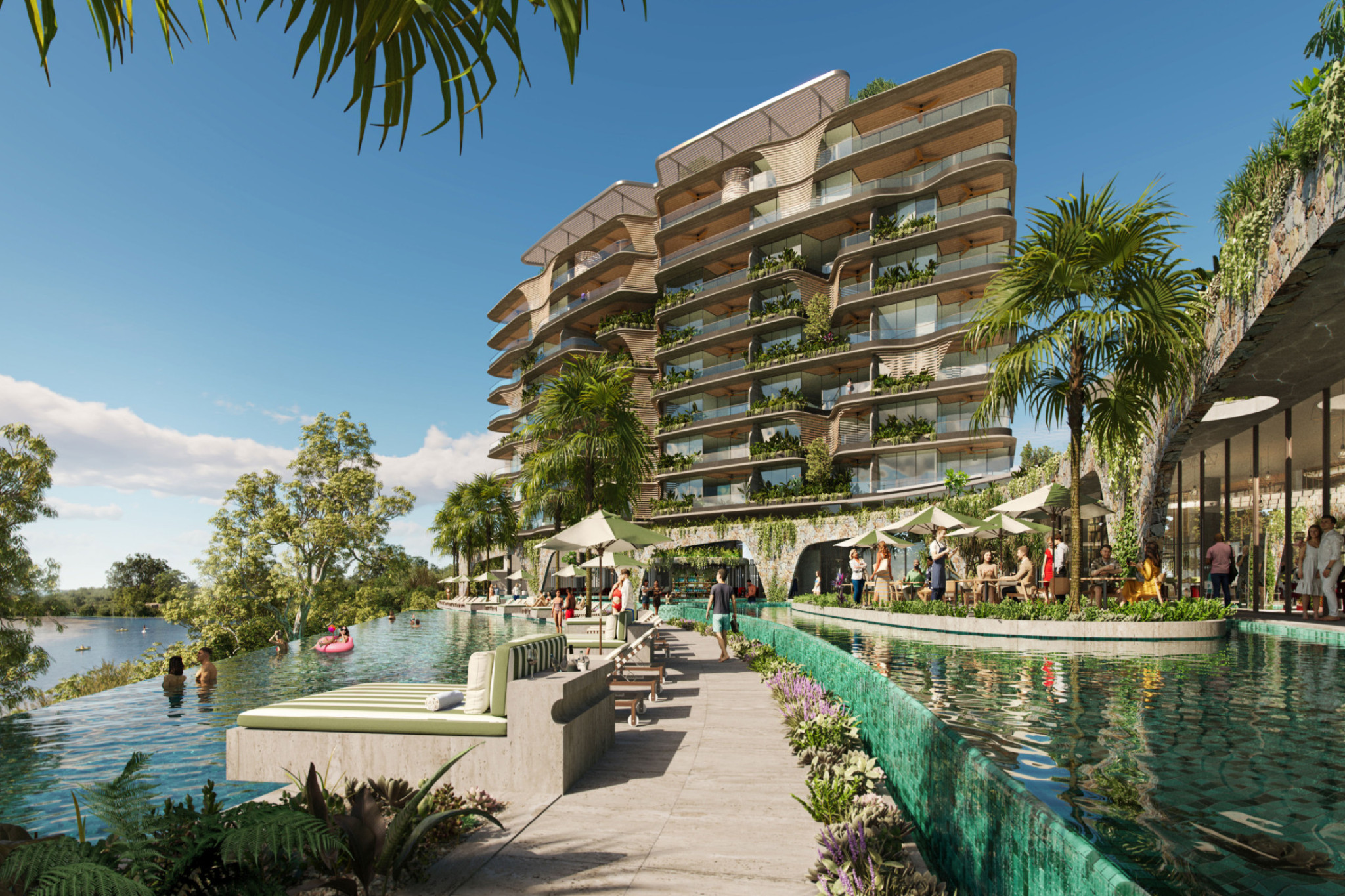 Artist impression of upgraded Sandstone Point Hotel and Retail.