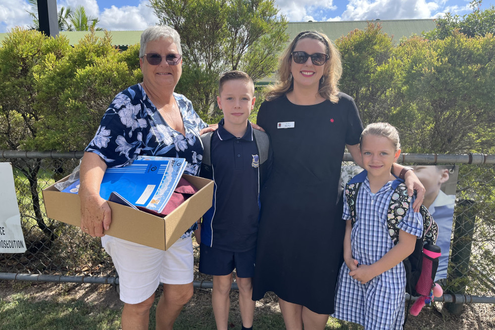 L-R: Tracey, Parker, Becky and Lexi ready for the 2023 school year to commence on Monday January 23. Parker (year 7) and Lexi (year 3) were very excited to be attending their very first day at Woodford State School.