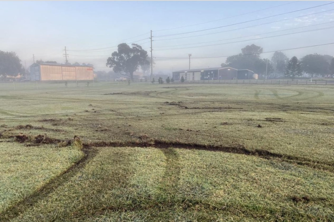 The soccer field at the Lowood Recreational Complex was deliberately destroyed on Tuesday, 16 April.