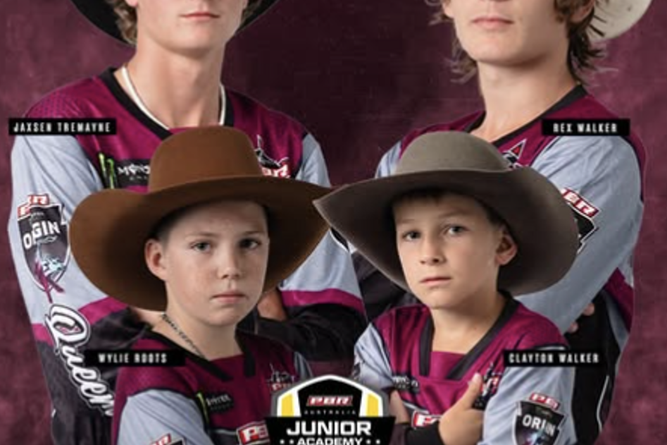 Junior PBR riders for QLD. Jaxsen top left . Photo: PBR Junior Academy.