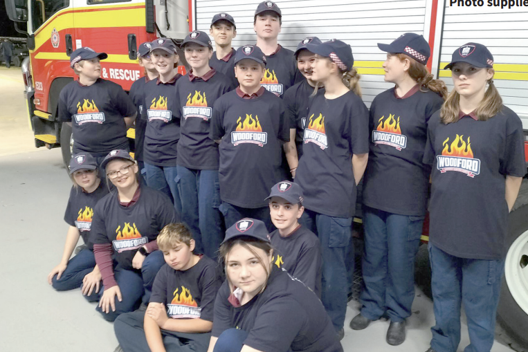Woodford Emergency Services Cadets in their new shirts, donated by Push Productions. Photo supplied.