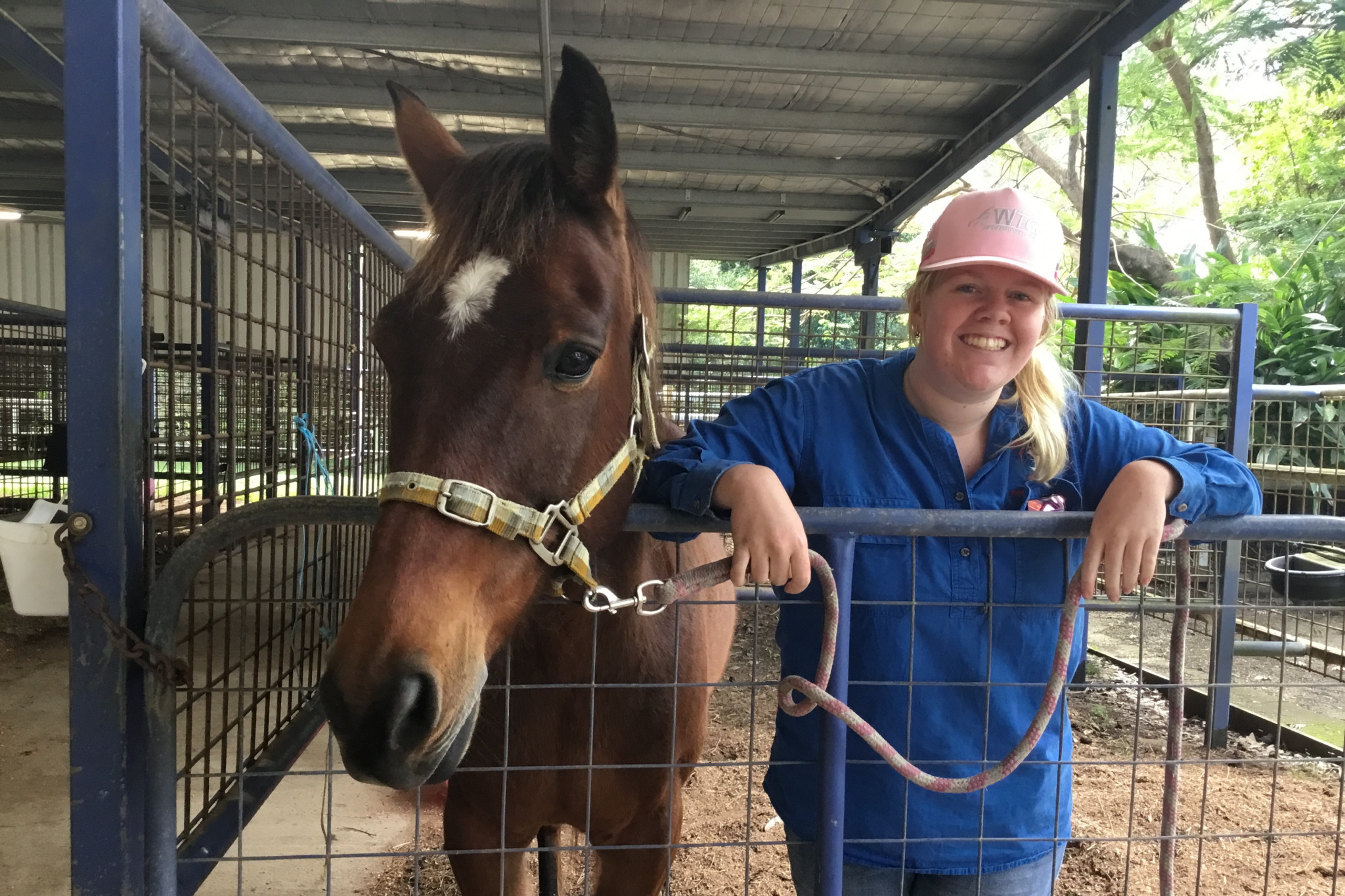 Sharnie, who has been attending Riding for Disabled for 14yrs as a rider and volunteer, with Gizmo.