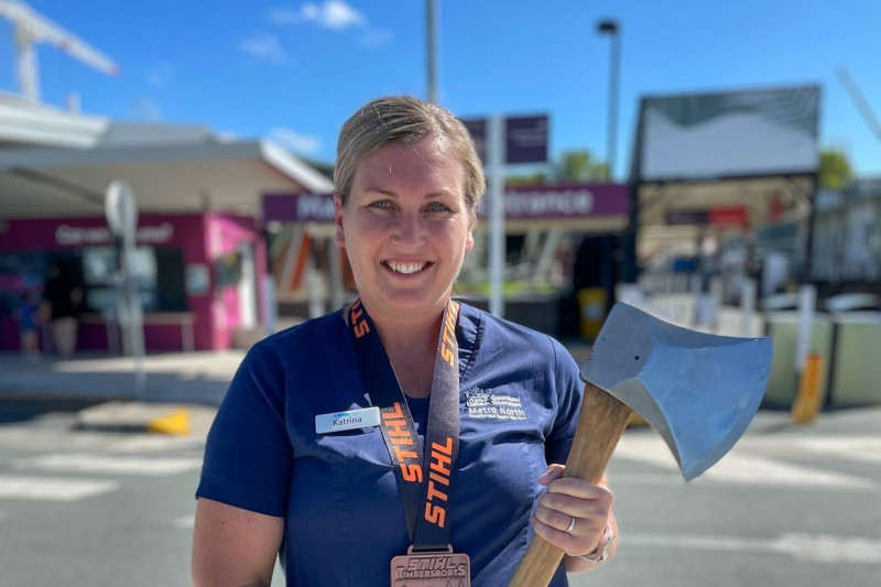 Katrina Head is the Elective Surgery Coordinator at Caboolture Hospital and also a professional wood chopping athlete.