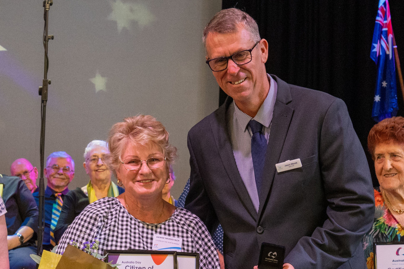 Citizen of the Year winner, Denise Modistach, with Somerset Mayor Jason Wendt.