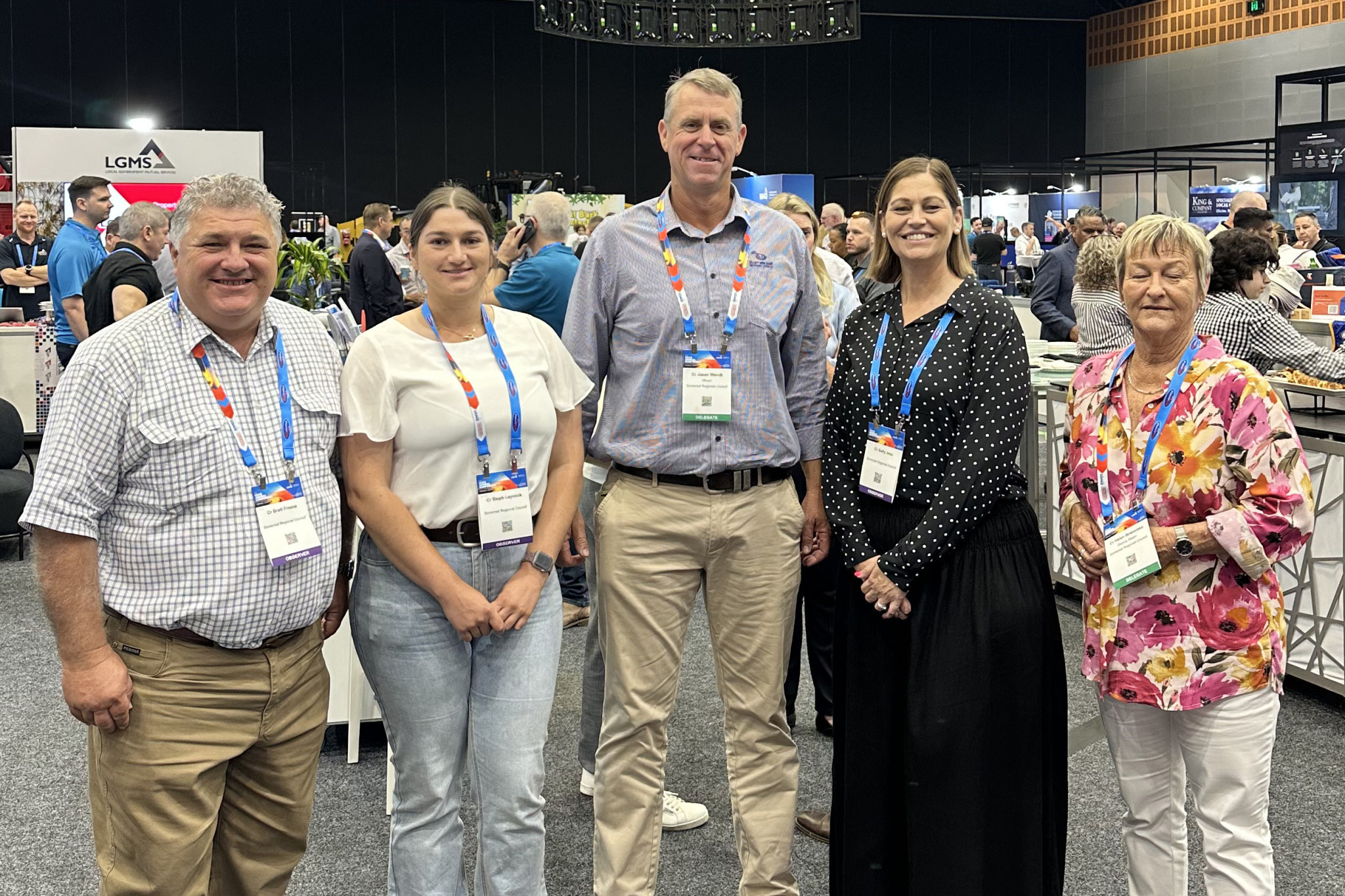 Somerset Cr Brett Freese, Stephanie Laycock, Mayor Jason Wendt, Cr Sally Jess and Cr Helen Brieschke at the 2025 LGAQ Conference. Photo supplied.