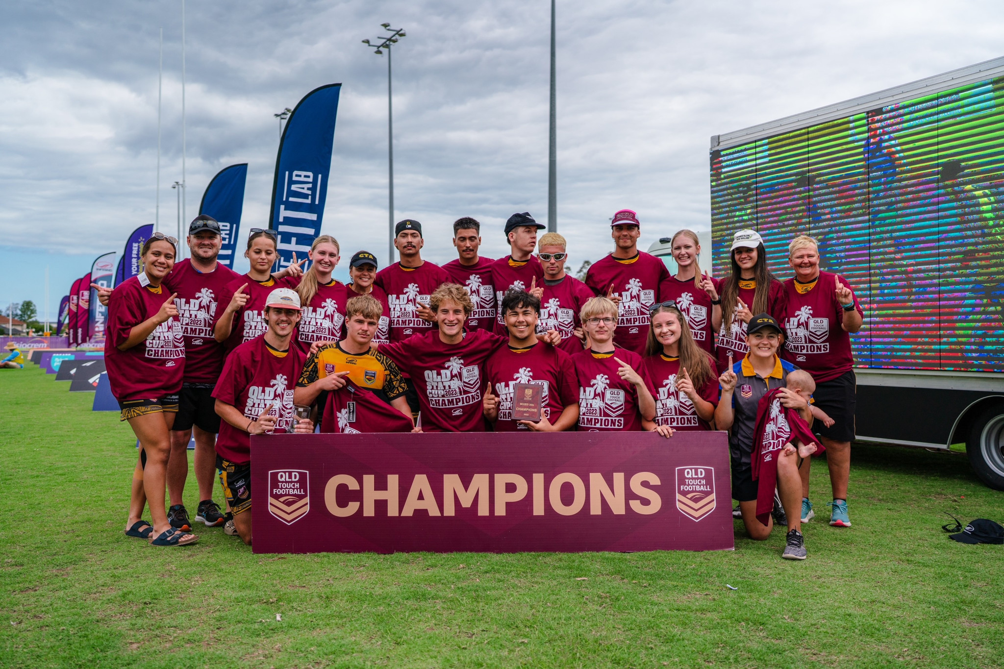 The Caboolture Mixed 20s relish premiership success at the Queensland State Cup touch football event.