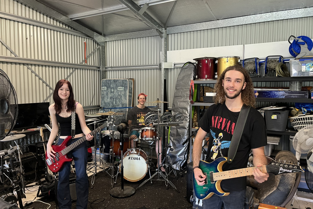 St. Columbans students Rosie Bowman, Toby Vinton and Reece Depasquale formed their band, The Phosphenes, at the start of 2022 and already have close to 550 monthly listeners on Spotify.
