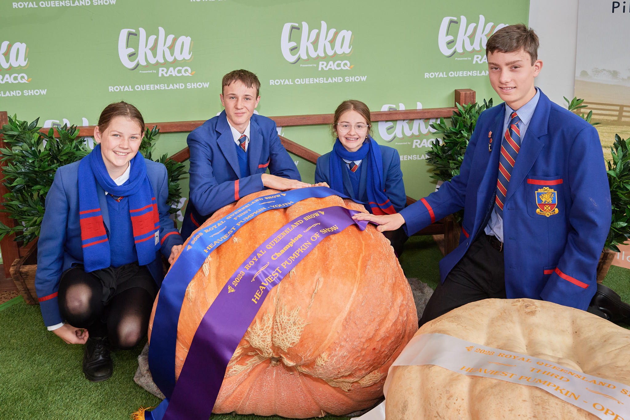 The 2023 Ekka Champion Heaviest Pumpkin of Show was won by Downlands College (202kg).