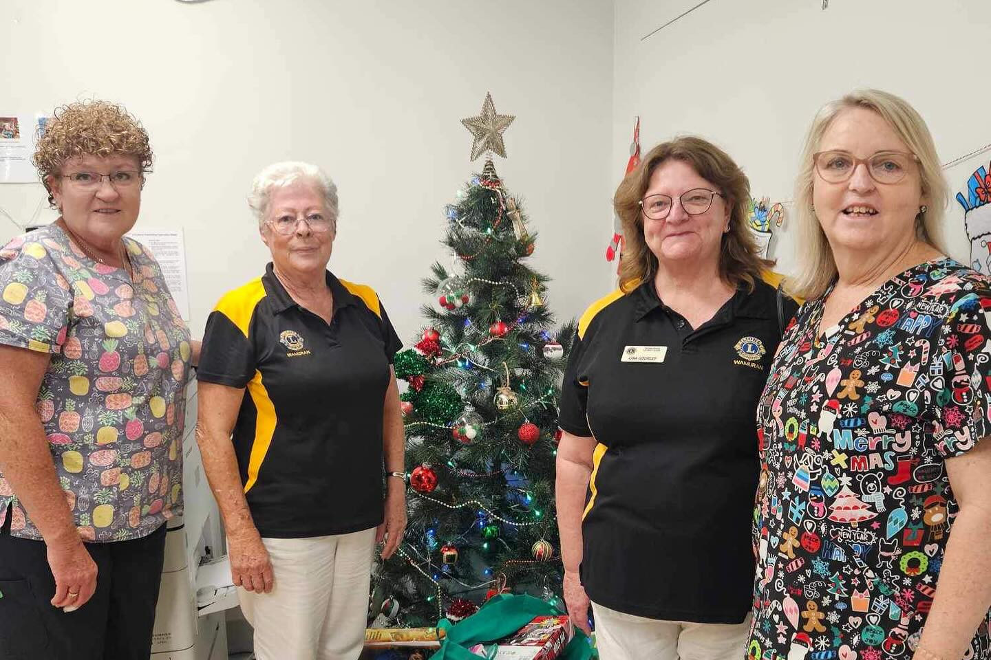 Wamuran Lions Club members Michelle Kalms and Lisa Gourley with Caboolture Hospital Children’s Ward staff.