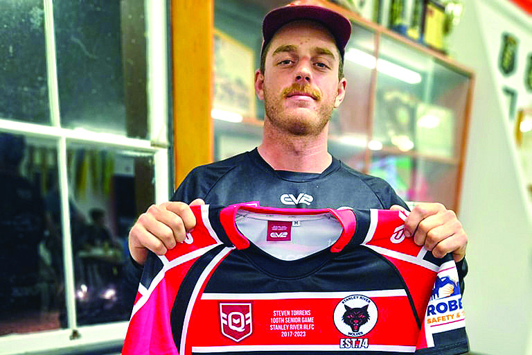 Steven Torrens was recognised last week for playing 100 senior rugby league games for the Stanley River Wolves. He reached the milestone when he lined up in last Saturday’s reserve grade finals fixture against Beerwah.