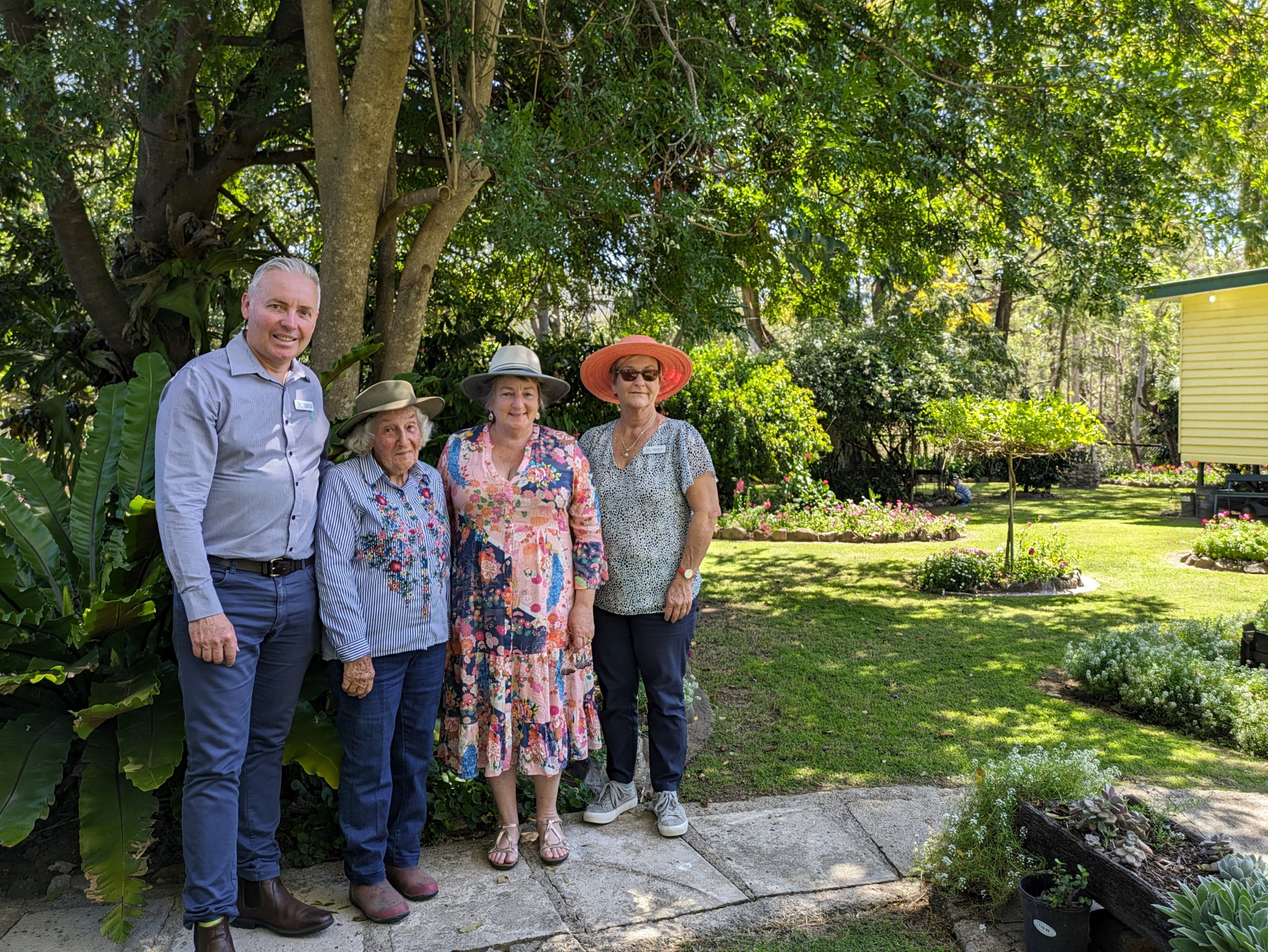 Winner of Best Rural Garden in the Somerset Garden Competition, Faye Craddock (second from left) with judges Cr Sean Choat, Cr Janice Holstein (Lockyer Valley) and Cr Helen Brieschke.