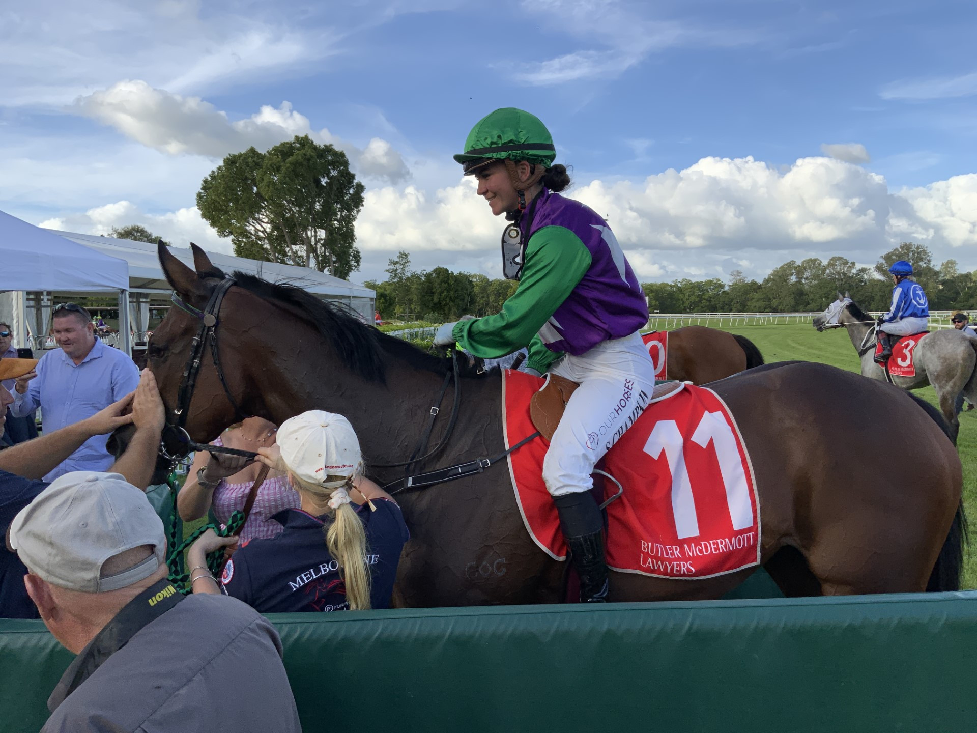 Sariah Champkin is all smiles after riding the winner in the final race at Kilcoy last Thursday.