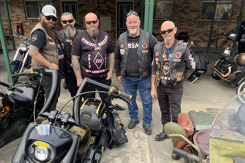 A group of Viking Breed Social Motorcycle Club members at the tattoo and motorbike show in D’Aguilar.