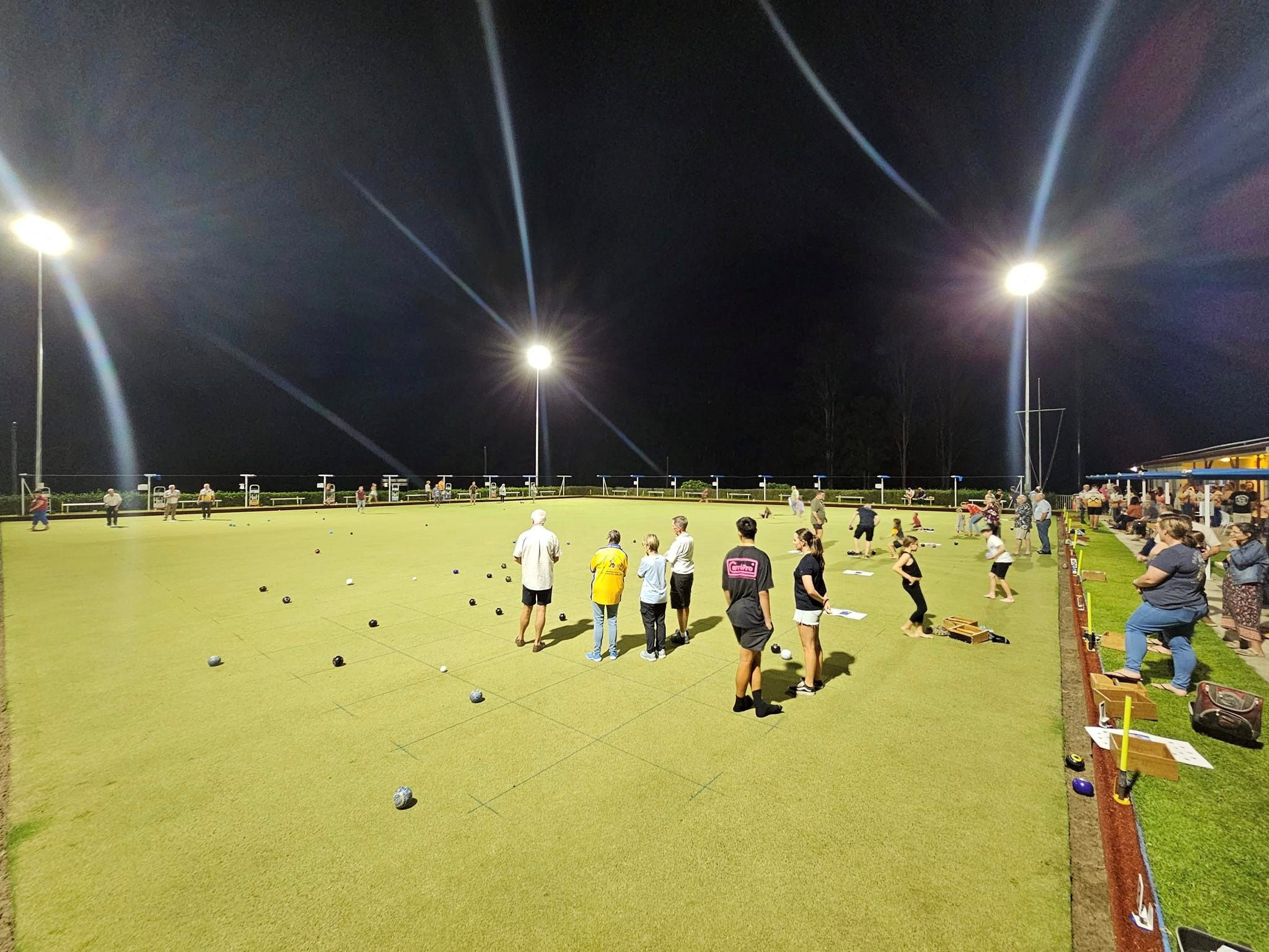 The new floodlights were well received at the Woodford Bowls Club.