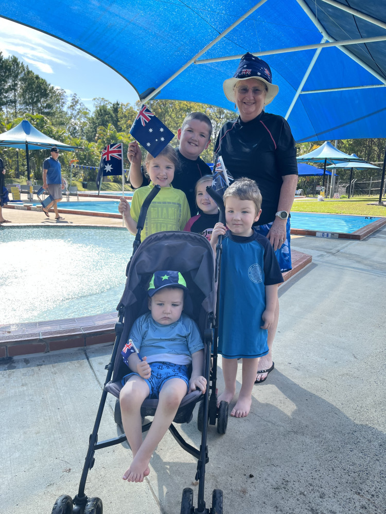 Emily, Daniel, Robert, Katie, William and Mandy ready to beat the heat and celebrate Australia Day at Woodford Pool on Thursday January 26.