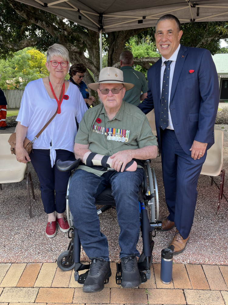 Leone and Ian Trappett with Terry Young MP. Ian was a Petty Officer Cook in the Navy.